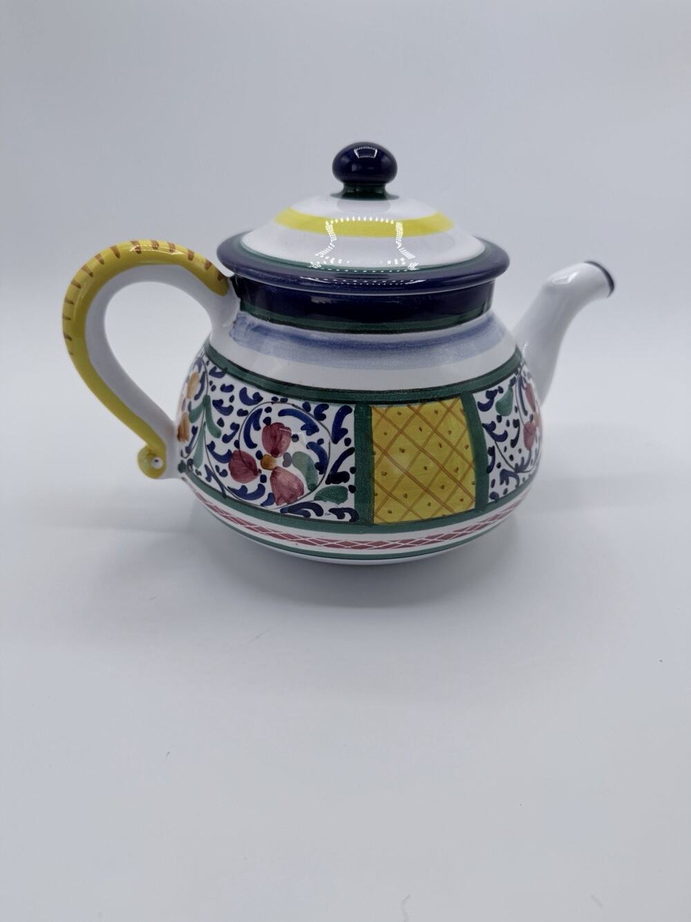 Il Girasole Made in Italy Hand Painted Ceramic Teapot Floral Folk Art
